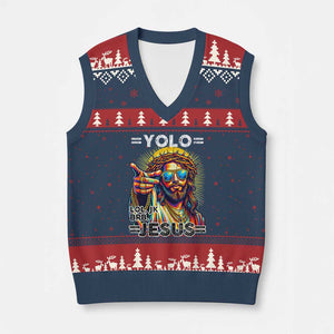 Funny Yolo Lol Jk BRB Christian Easter V-Neck Knit Sweater Vest Resurrection Jesus TS11 Navy Red Print Your Wear