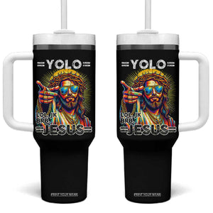 Funny Yolo Lol Jk BRB Christian Easter Tumbler With Handle Resurrection Jesus TS11 One Size: 40 oz Black Print Your Wear