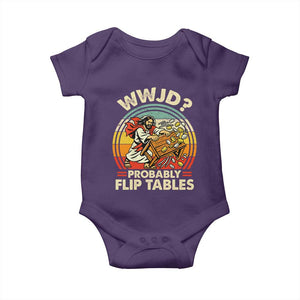 WWJD Probably Flip Tables Baby Onesie Retro Christian Humor TS11 Purple Print Your Wear