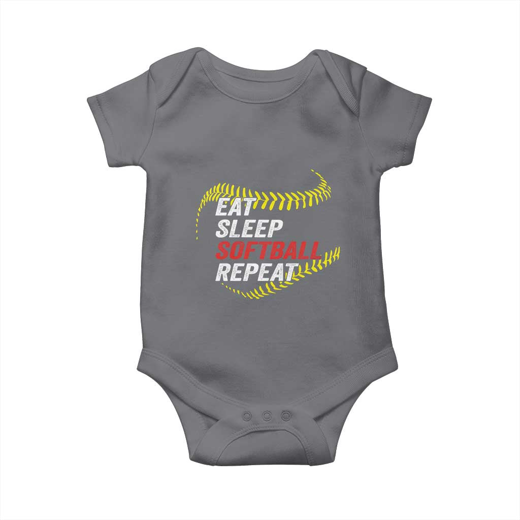 Eat Sleep Softball Repeat Baby Onesie Funny Softball Player TS11 Charcoal Print Your Wear