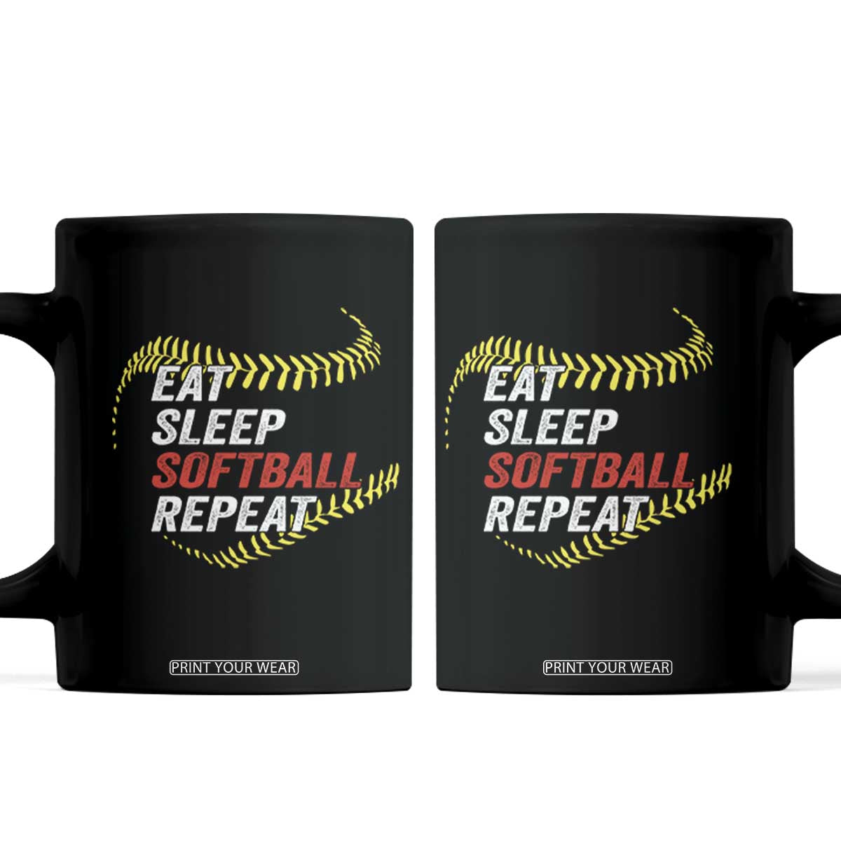 Eat Sleep Softball Repeat Coffee Mug Funny Softball Player TS11 Black Print Your Wear