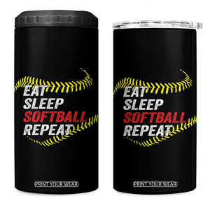 Eat Sleep Softball Repeat 4 in 1 Can Cooler Tumbler Funny Softball Player TS11 One Size: 16 oz Black Print Your Wear