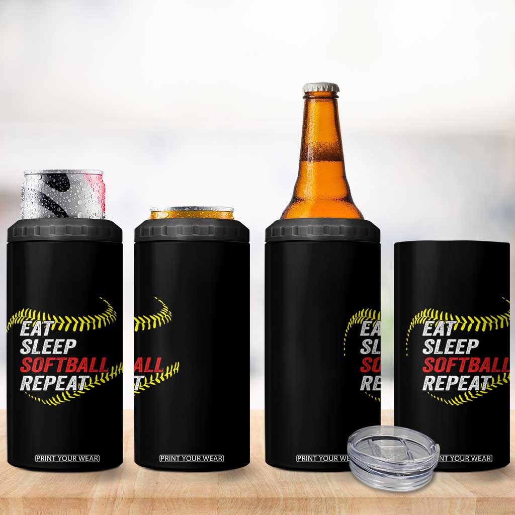 Eat Sleep Softball Repeat 4 in 1 Can Cooler Tumbler Funny Softball Player TS11 Print Your Wear