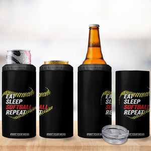 Eat Sleep Softball Repeat 4 in 1 Can Cooler Tumbler Funny Softball Player TS11 Print Your Wear