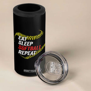 Eat Sleep Softball Repeat 4 in 1 Can Cooler Tumbler Funny Softball Player TS11 Print Your Wear