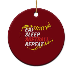 Eat Sleep Softball Repeat Ceramic Ornament Funny Softball Player TS11 1pc Red Print Your Wear