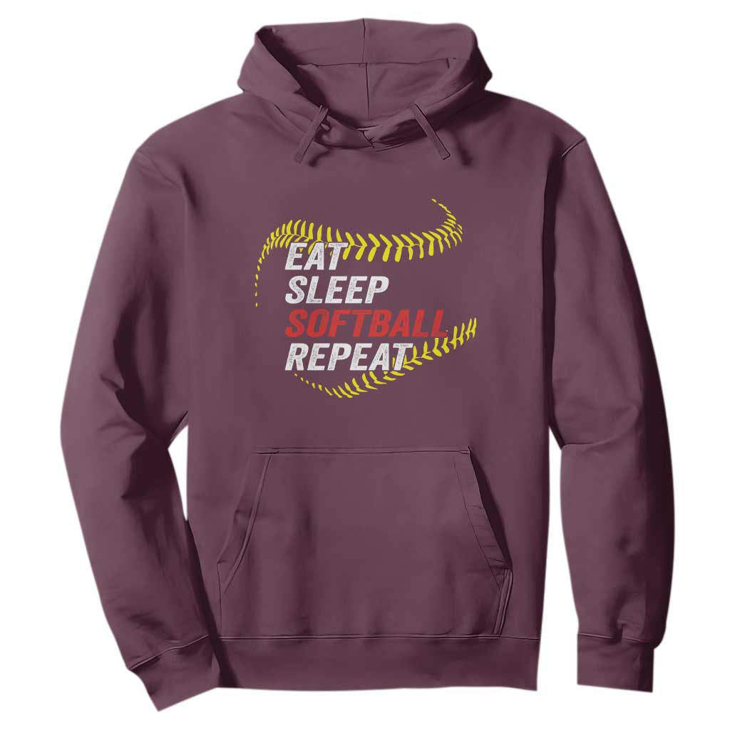 Eat Sleep Softball Repeat Hoodie Funny Softball Player TS11 Maroon Print Your Wear