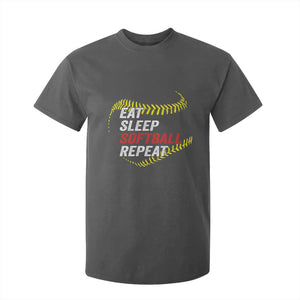 Eat Sleep Softball Repeat T Shirt For Kid Funny Softball Player TS11 Dark Heather Print Your Wear