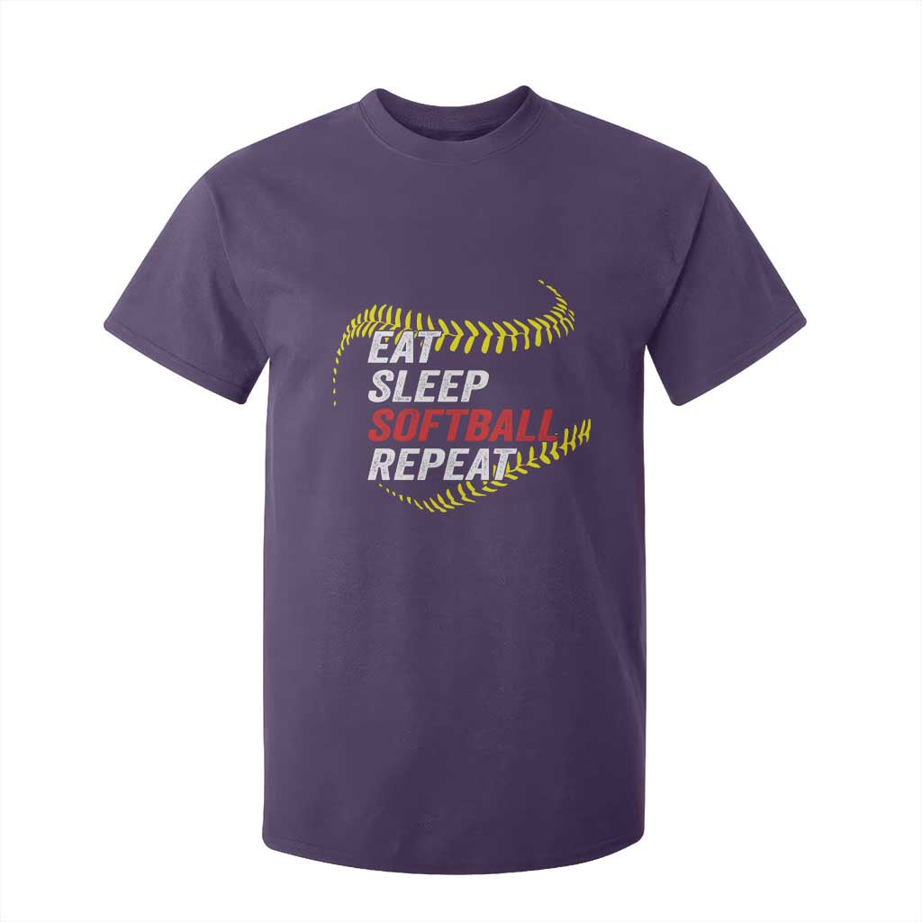 Eat Sleep Softball Repeat T Shirt For Kid Funny Softball Player TS11 Purple Print Your Wear