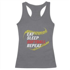 Eat Sleep Softball Repeat Racerback Tank Top Funny Softball Player TS11 Charcoal Print Your Wear