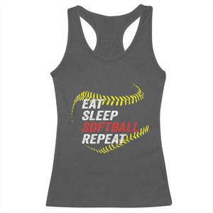 Eat Sleep Softball Repeat Racerback Tank Top Funny Softball Player TS11 Dark Heather Print Your Wear