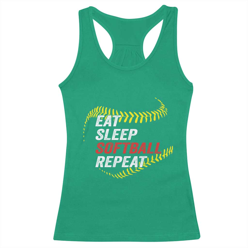 Eat Sleep Softball Repeat Racerback Tank Top Funny Softball Player TS11 Irish Green Print Your Wear