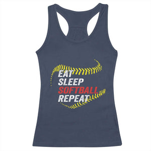 Eat Sleep Softball Repeat Racerback Tank Top Funny Softball Player TS11 Navy Print Your Wear