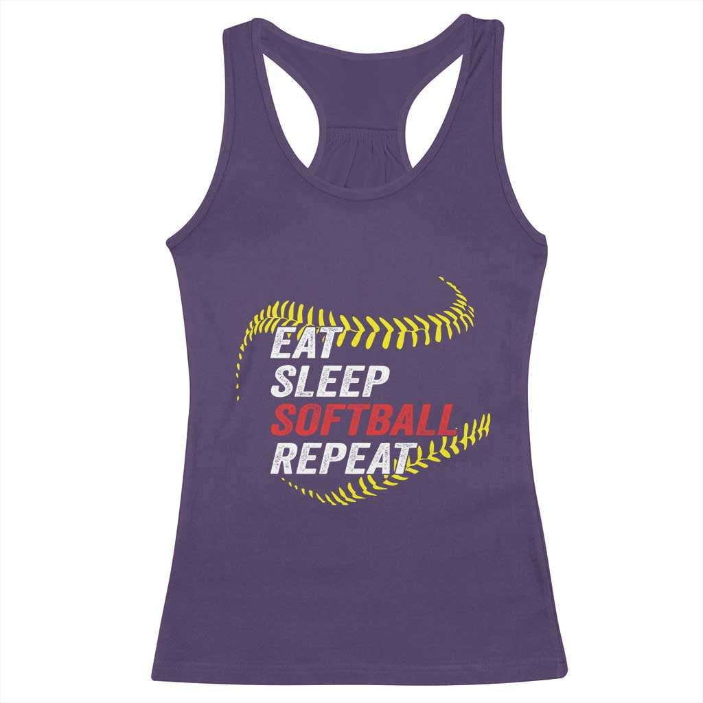 Eat Sleep Softball Repeat Racerback Tank Top Funny Softball Player TS11 Purple Print Your Wear