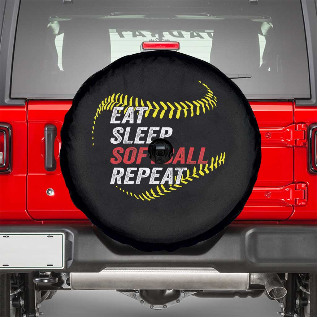 Eat Sleep Softball Repeat Spare Tire Cover Funny Softball Player TS11 Black Print Your Wear