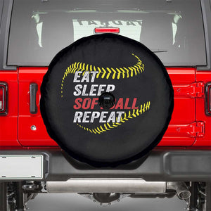 Eat Sleep Softball Repeat Spare Tire Cover Funny Softball Player TS11 Black Print Your Wear