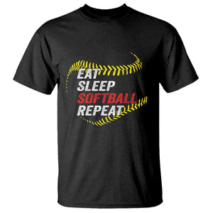 Eat Sleep Softball Repeat T Shirt Funny Softball Player TS11 Black Print Your Wear