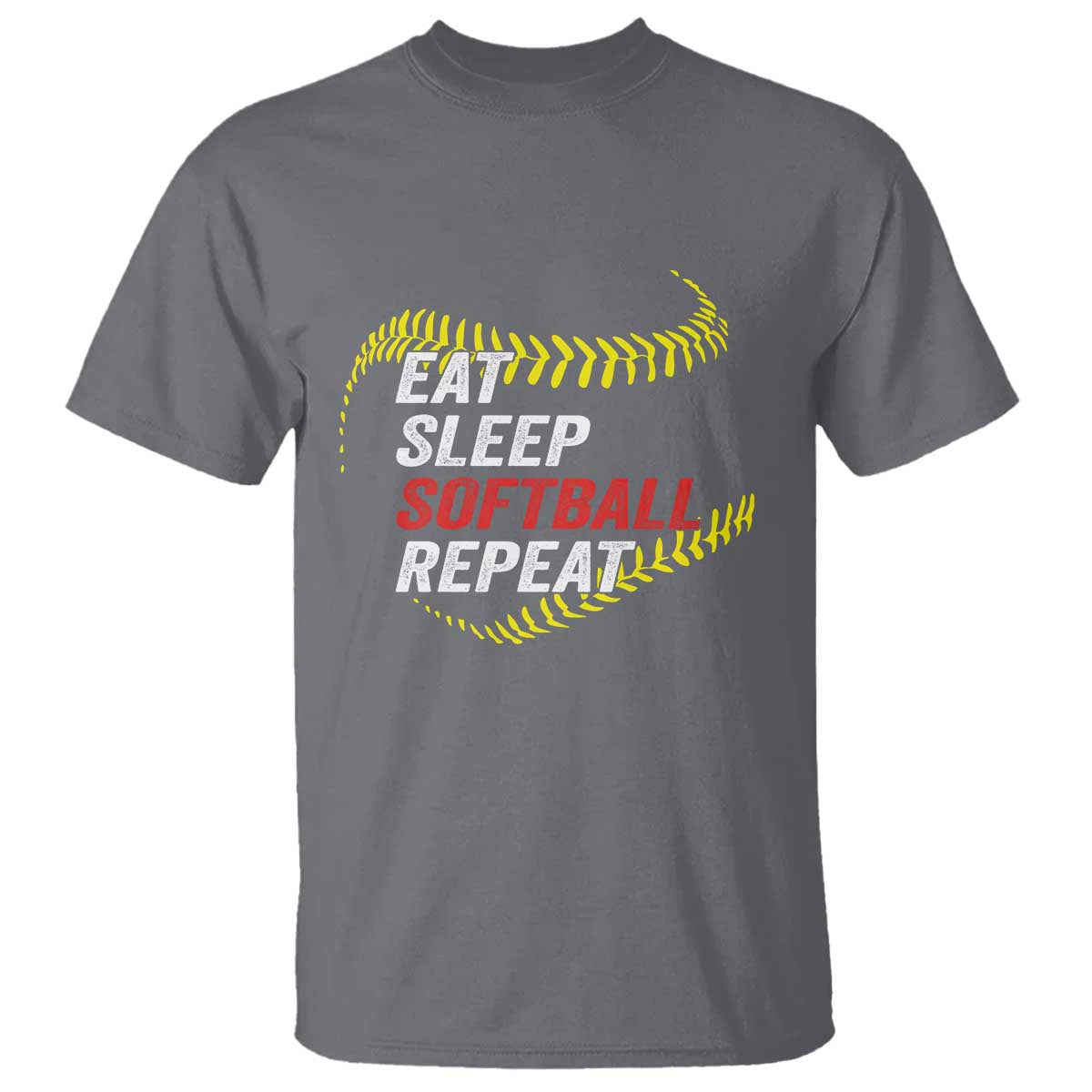 Eat Sleep Softball Repeat T Shirt Funny Softball Player TS11 Charcoal Print Your Wear