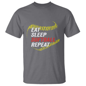 Eat Sleep Softball Repeat T Shirt Funny Softball Player TS11 Charcoal Print Your Wear