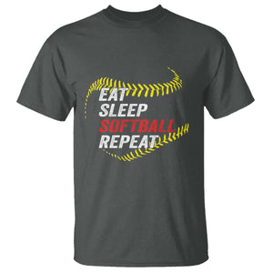Eat Sleep Softball Repeat T Shirt Funny Softball Player TS11 Dark Heather Print Your Wear