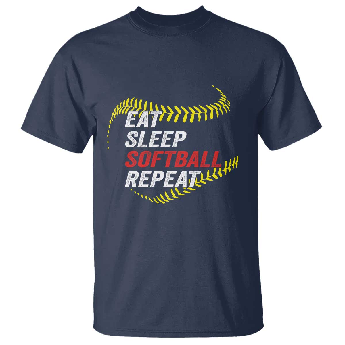 Eat Sleep Softball Repeat T Shirt Funny Softball Player TS11 Navy Print Your Wear