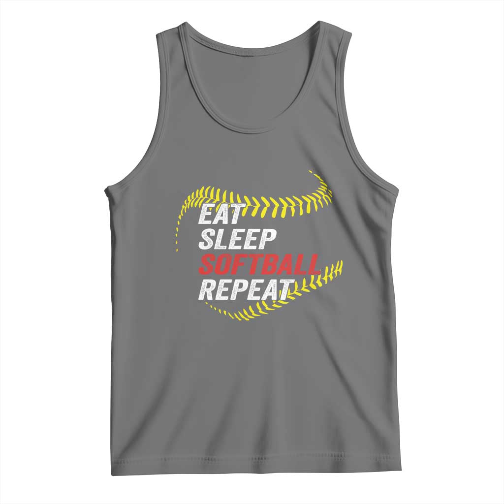 Eat Sleep Softball Repeat Tank Top Funny Softball Player TS11 Black Heather Print Your Wear