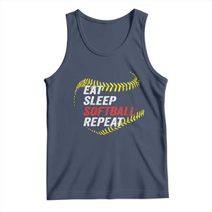 Eat Sleep Softball Repeat Tank Top Funny Softball Player TS11 Navy Print Your Wear
