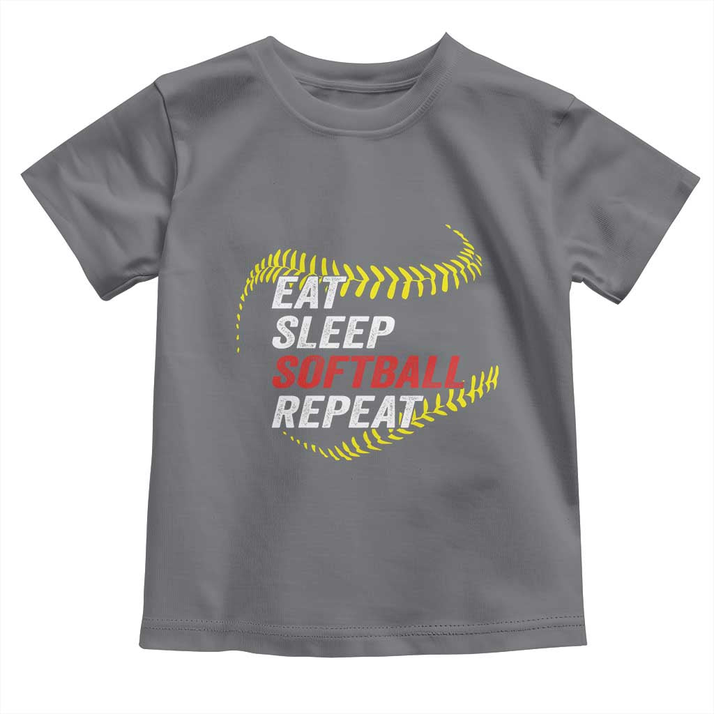 Eat Sleep Softball Repeat Toddler T Shirt Funny Softball Player TS11 Charcoal Print Your Wear