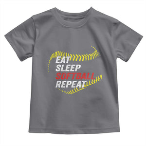 Eat Sleep Softball Repeat Toddler T Shirt Funny Softball Player TS11 Charcoal Print Your Wear