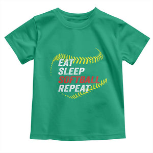 Eat Sleep Softball Repeat Toddler T Shirt Funny Softball Player TS11 Irish Green Print Your Wear