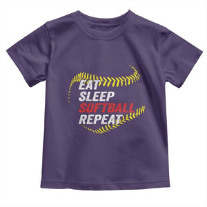 Eat Sleep Softball Repeat Toddler T Shirt Funny Softball Player TS11 Purple Print Your Wear