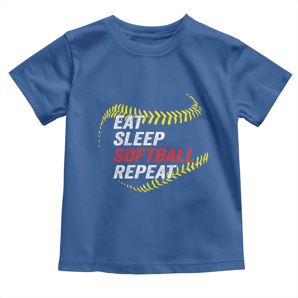 Eat Sleep Softball Repeat Toddler T Shirt Funny Softball Player TS11 Royal Blue Print Your Wear