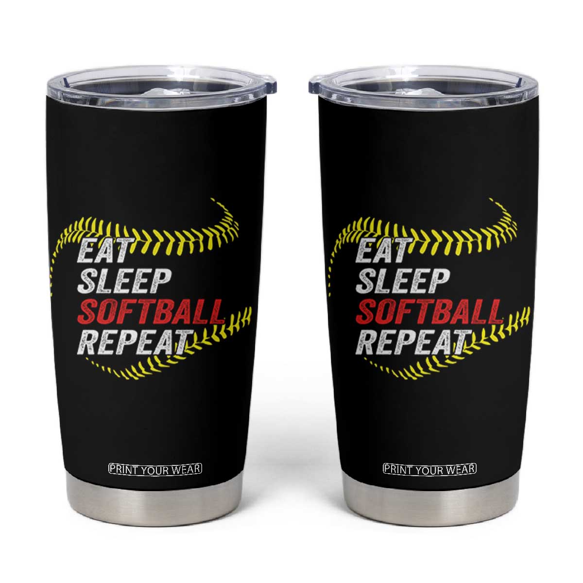 Eat Sleep Softball Repeat Tumbler Cup Funny Softball Player TS11 Black Print Your Wear