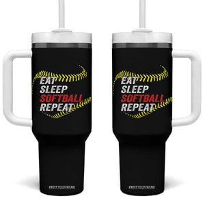 Eat Sleep Softball Repeat Tumbler With Handle Funny Softball Player TS11 One Size: 40 oz Black Print Your Wear