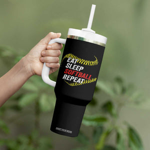 Eat Sleep Softball Repeat Tumbler With Handle Funny Softball Player TS11 Print Your Wear