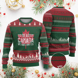 Funny Dear Canada We Hate Him Too Ugly Christmas Sweater Maple Leaf TS11 Red Green Print Your Wear