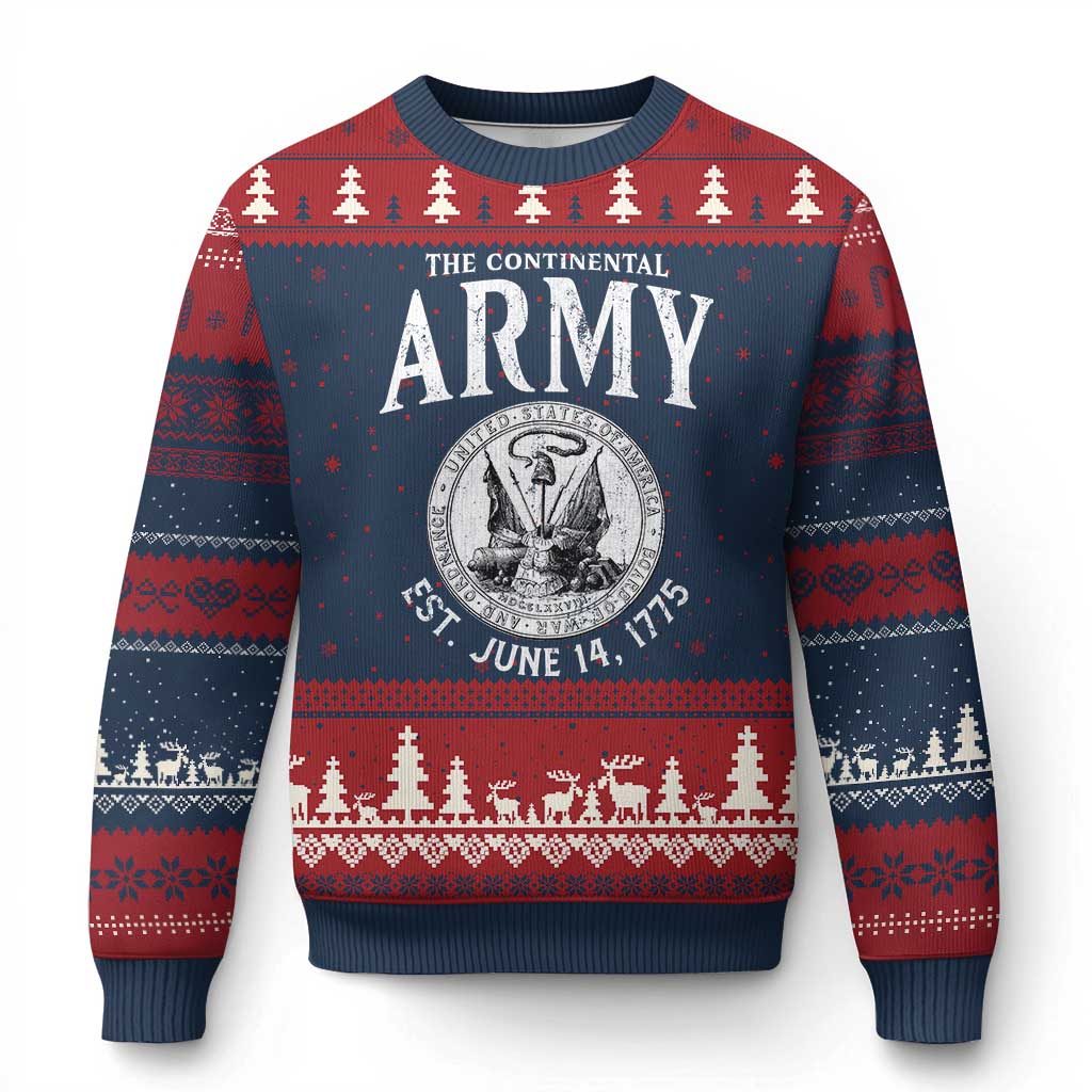 Continental Army America Independence Revolutionary War Seal Ugly Christmas Sweater TS11 Navy Red Print Your Wear