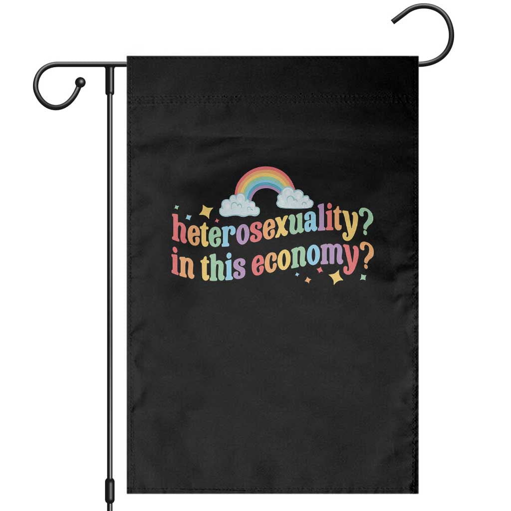 Funny Heterosexuality In This Economy Garden Flag Rainbow LGBTQ+ Pride TS11 Black Print Your Wear