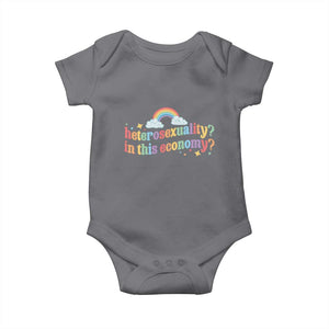 Funny Heterosexuality In This Economy Baby Onesie Rainbow LGBTQ+ Pride TS11 Charcoal Print Your Wear