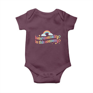 Funny Heterosexuality In This Economy Baby Onesie Rainbow LGBTQ+ Pride TS11 Maroon Print Your Wear