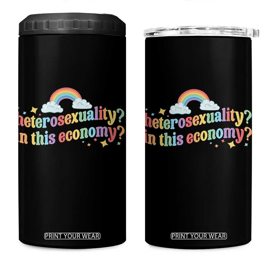 Funny Heterosexuality In This Economy 4 in 1 Can Cooler Tumbler Rainbow LGBTQ+ Pride TS11 One Size: 16 oz Black Print Your Wear