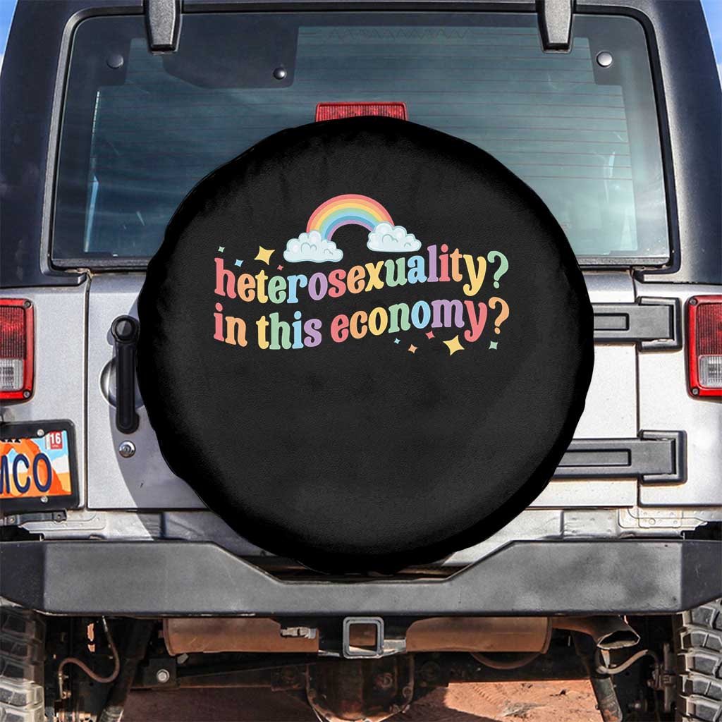 Funny Heterosexuality In This Economy Spare Tire Cover Rainbow LGBTQ+ Pride TS11 No hole Black Print Your Wear