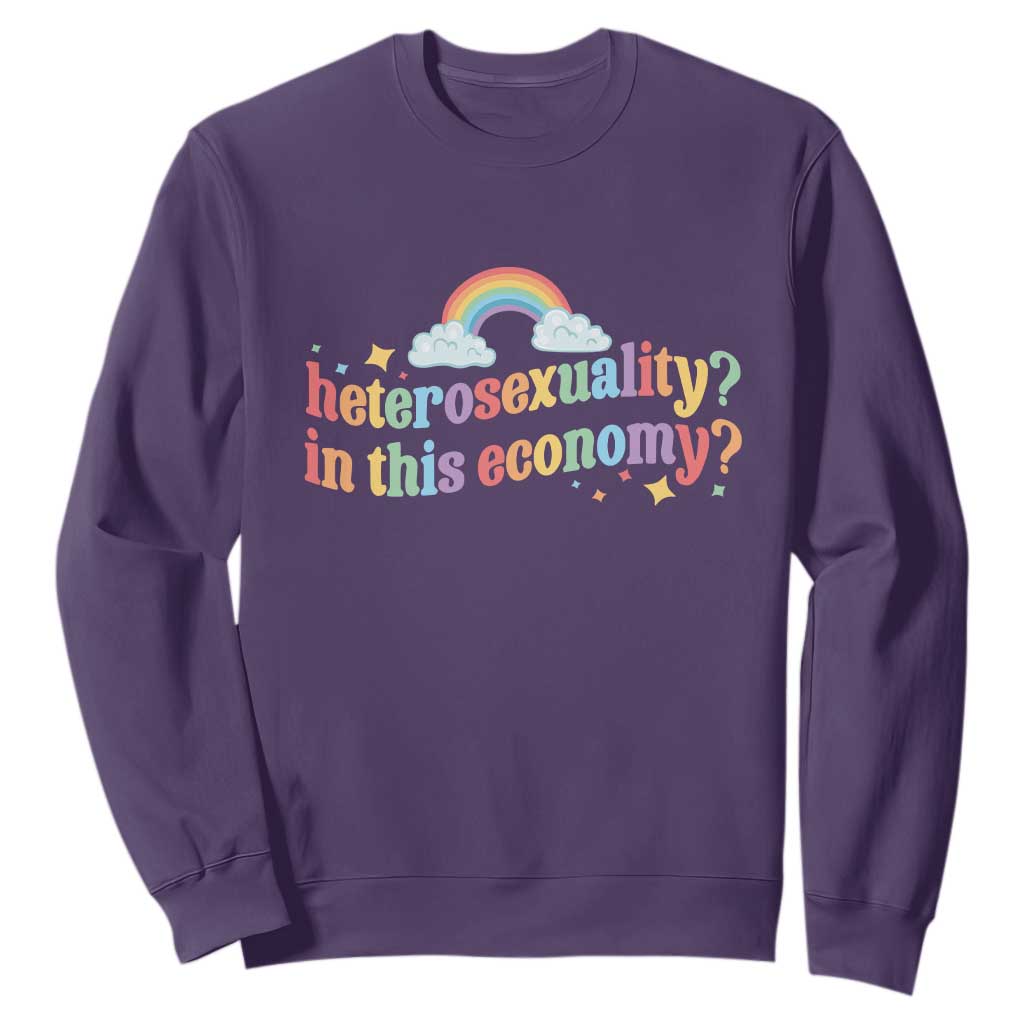 Funny Heterosexuality In This Economy Sweatshirt Rainbow LGBTQ+ Pride TS11 Purple Print Your Wear
