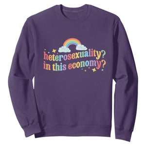 Funny Heterosexuality In This Economy Sweatshirt Rainbow LGBTQ+ Pride TS11 Purple Print Your Wear