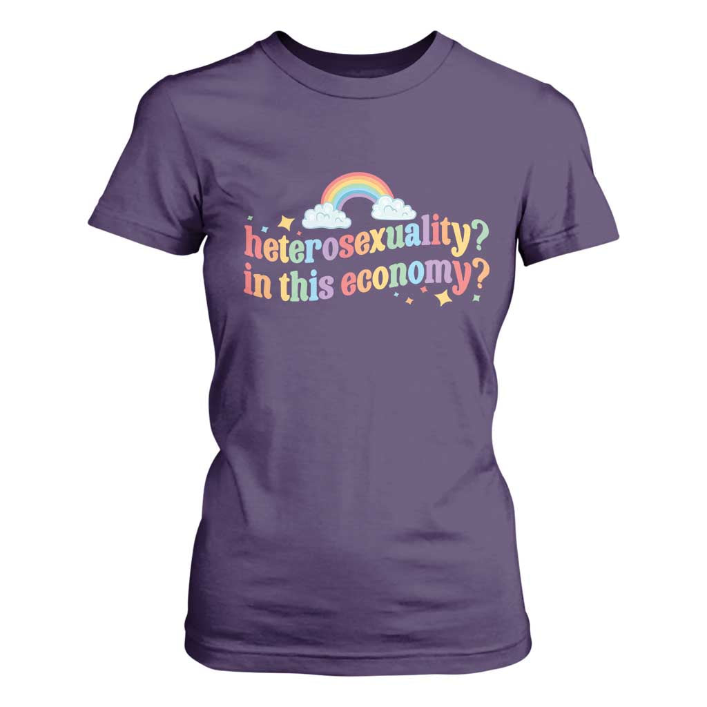 Funny Heterosexuality In This Economy T Shirt For Women Rainbow LGBTQ+ Pride TS11 Purple Print Your Wear