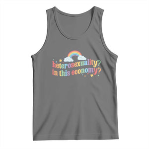 Funny Heterosexuality In This Economy Tank Top Rainbow LGBTQ+ Pride TS11 Black Heather Print Your Wear