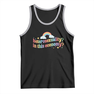 Funny Heterosexuality In This Economy Tank Top Rainbow LGBTQ+ Pride TS11 Black Athletic Heather Print Your Wear