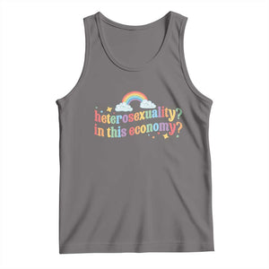 Funny Heterosexuality In This Economy Tank Top Rainbow LGBTQ+ Pride TS11 Deep Heather Print Your Wear