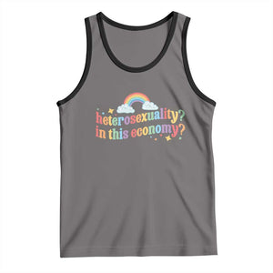 Funny Heterosexuality In This Economy Tank Top Rainbow LGBTQ+ Pride TS11 Deep Heather Black Print Your Wear