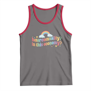 Funny Heterosexuality In This Economy Tank Top Rainbow LGBTQ+ Pride TS11 Deep Heather Red Print Your Wear